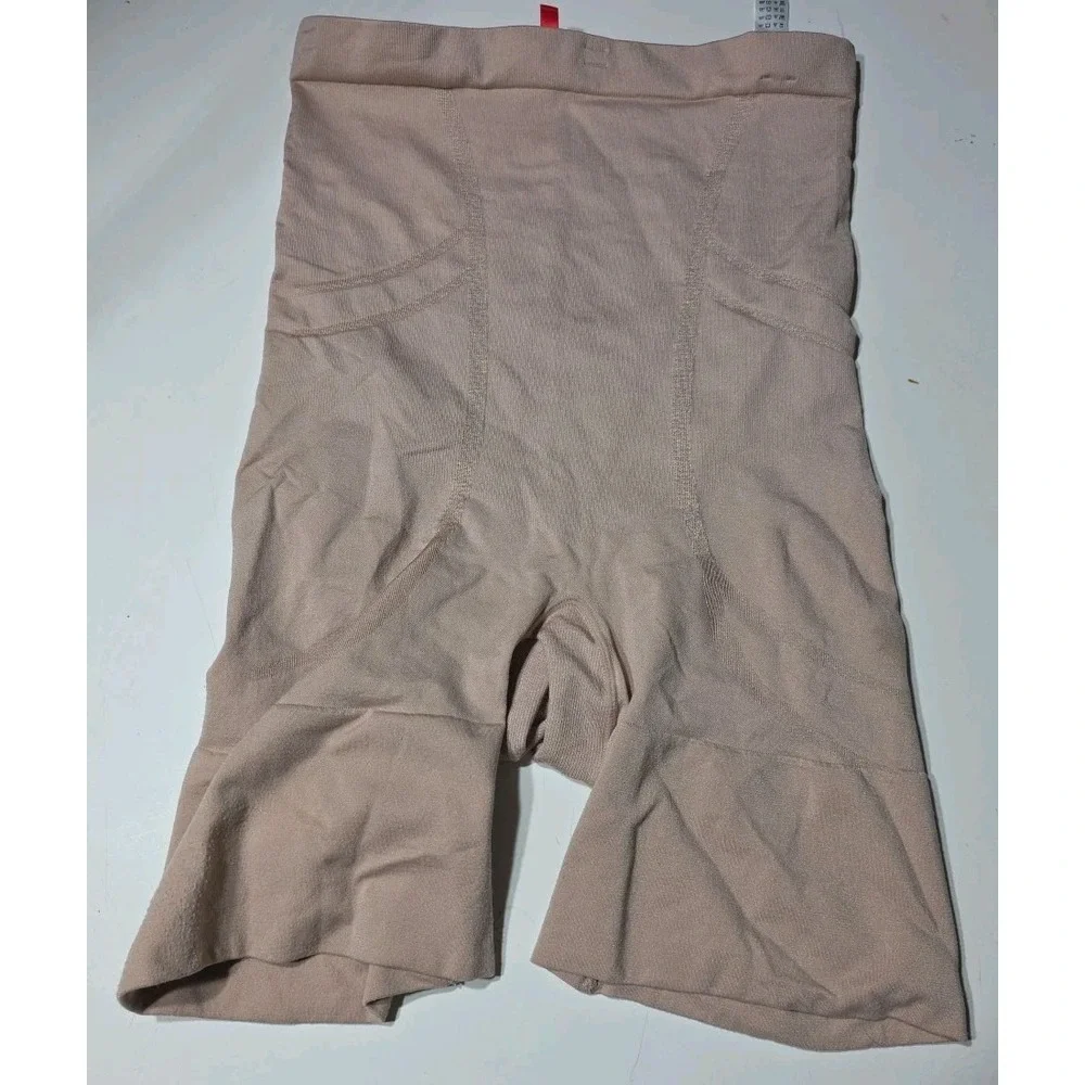 Spanx Slim Cognito Mid Thigh Body Shaper Tan Beige‎ Small XL Firm Shorts